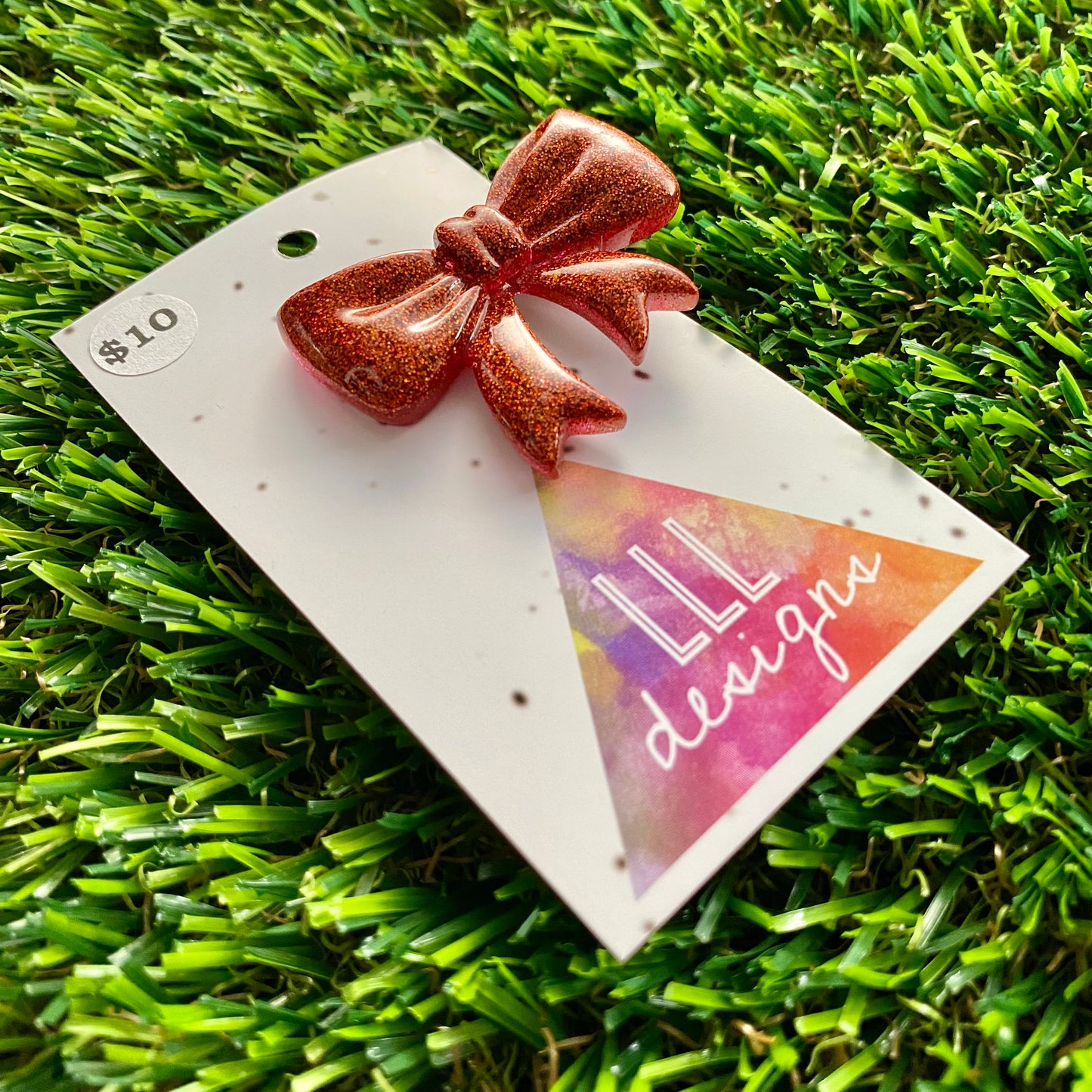 Handmade Resin Hair Clip - Glitter Red - Large Regular Bow Hair Clip!