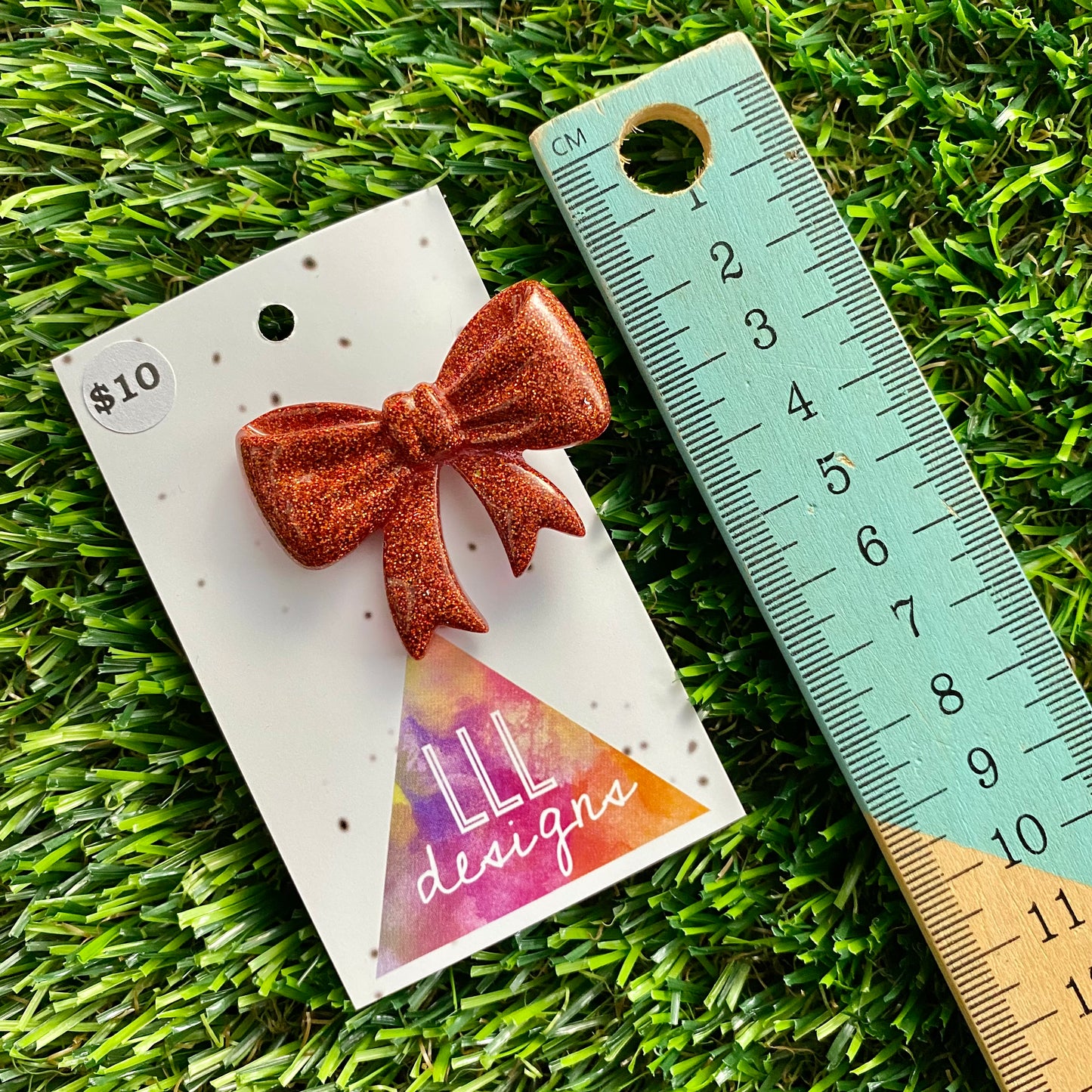 Handmade Resin Hair Clip - Glitter Red - Large Regular Bow Hair Clip!