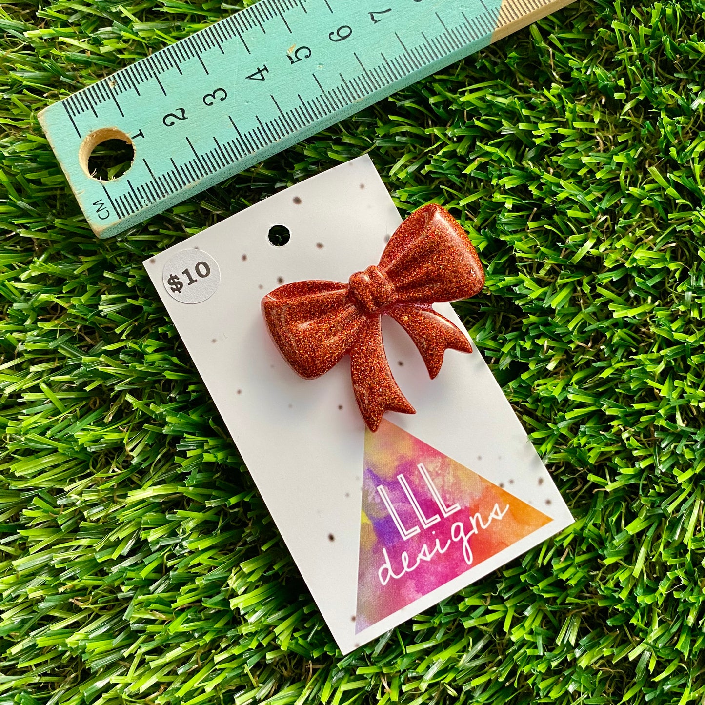 Handmade Resin Hair Clip - Glitter Red - Large Regular Bow Hair Clip!