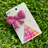 Handmade Resin Hair Clip - Glitter Pink - Large Regular Bow Hair Clip!