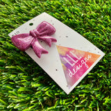 Handmade Resin Hair Clip - Glitter Pink - Large Regular Bow Hair Clip!
