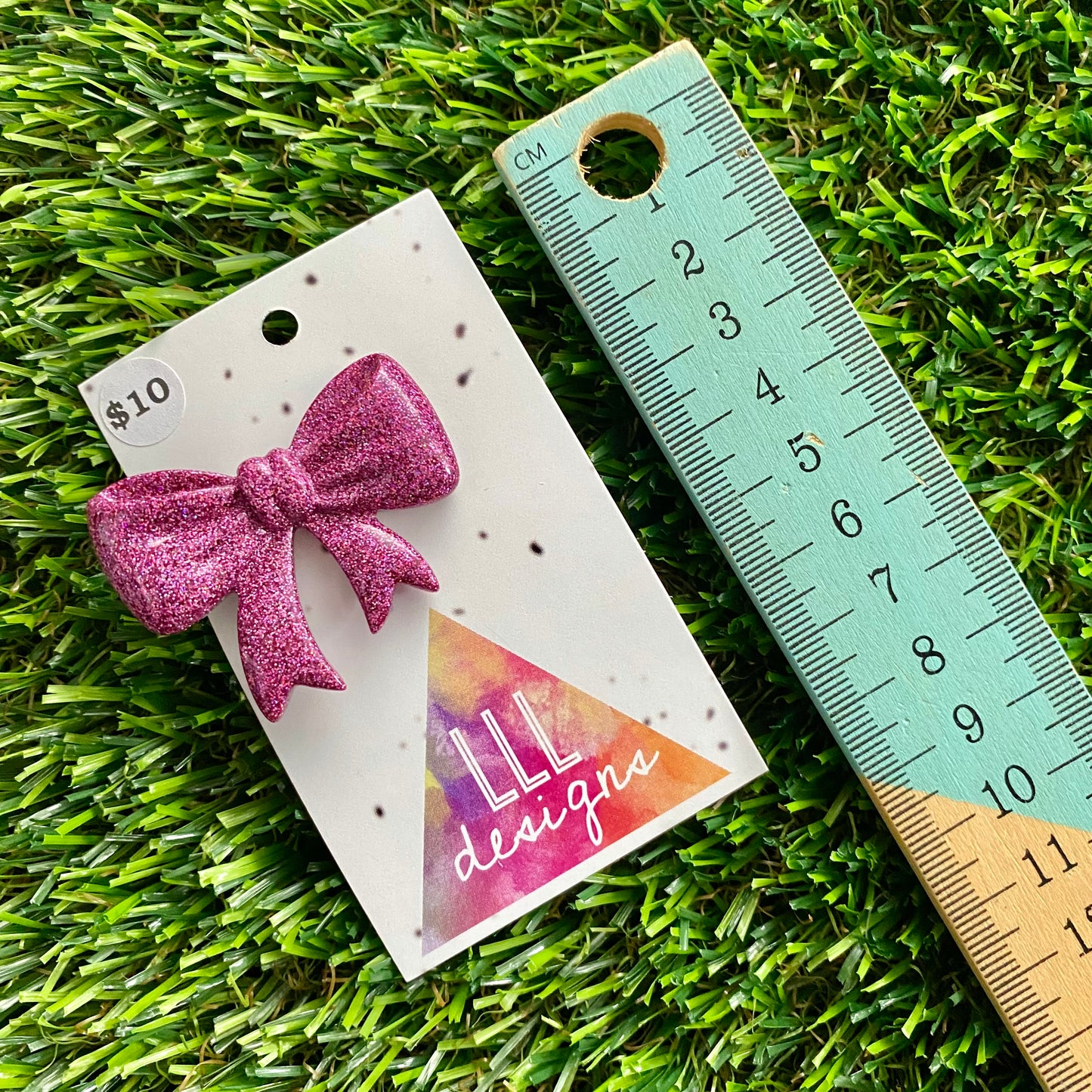 Handmade Resin Hair Clip - Glitter Pink - Large Regular Bow Hair Clip!