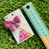 Handmade Resin Hair Clip - Glitter Pink - Large Regular Bow Hair Clip!