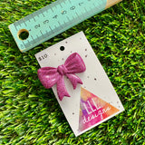 Handmade Resin Hair Clip - Glitter Pink - Large Regular Bow Hair Clip!