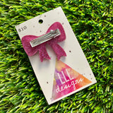 Handmade Resin Hair Clip - Glitter Pink - Large Regular Bow Hair Clip!