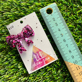 Handmade Resin Hair Clip - Pink and Black Confetti - Large Regular Bow Hair Clip!