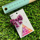 Handmade Resin Hair Clip - Pink and Black Confetti - Large Regular Bow Hair Clip!