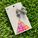 Handmade Resin Hair Clip - Glitter Silver - Medium Chunky Bow Hair Clip!