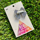 Handmade Resin Hair Clip - Glitter Silver - Medium Chunky Bow Hair Clip!