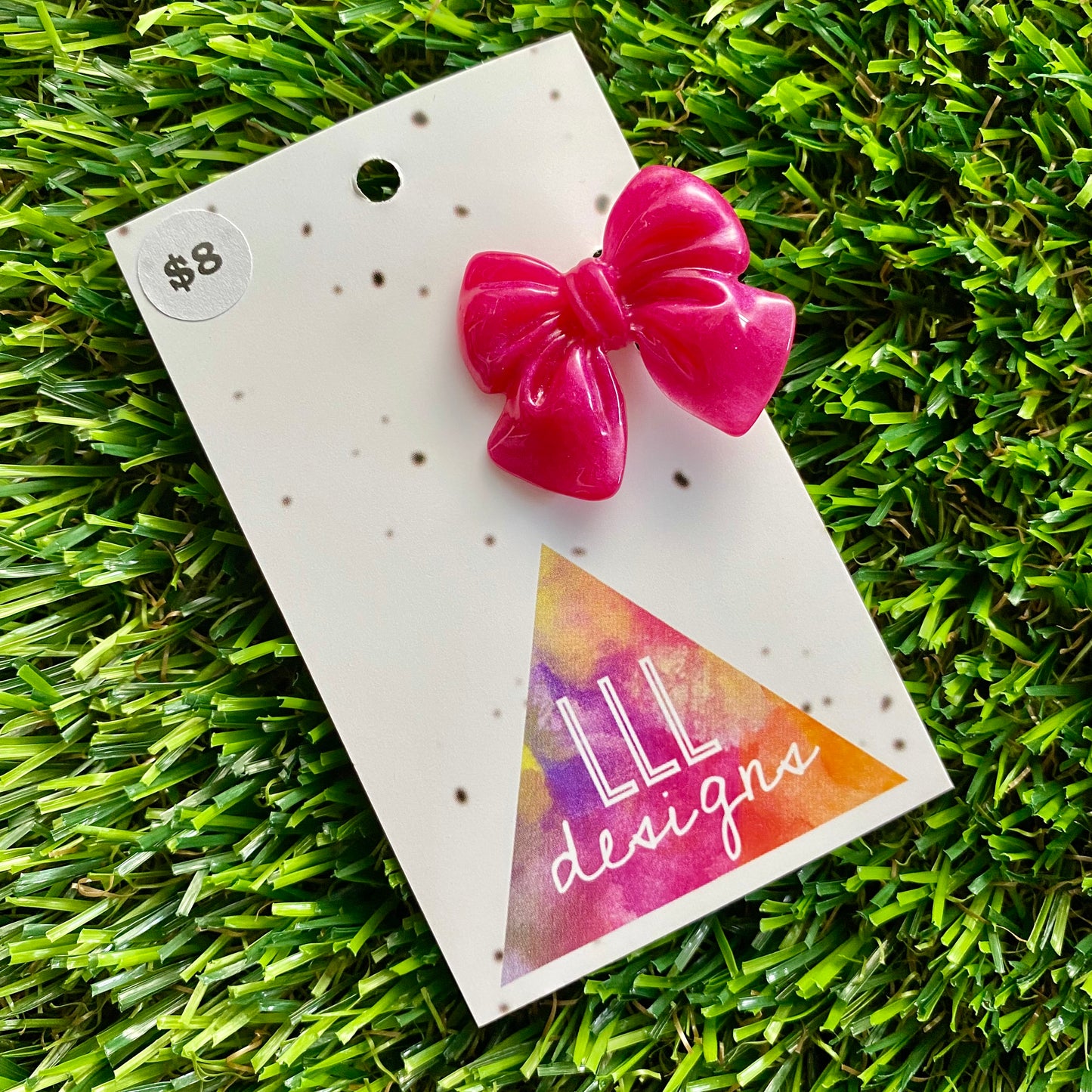 Handmade Resin Hair Clip - Regular Pink - Medium Chunky Bow Hair Clip!
