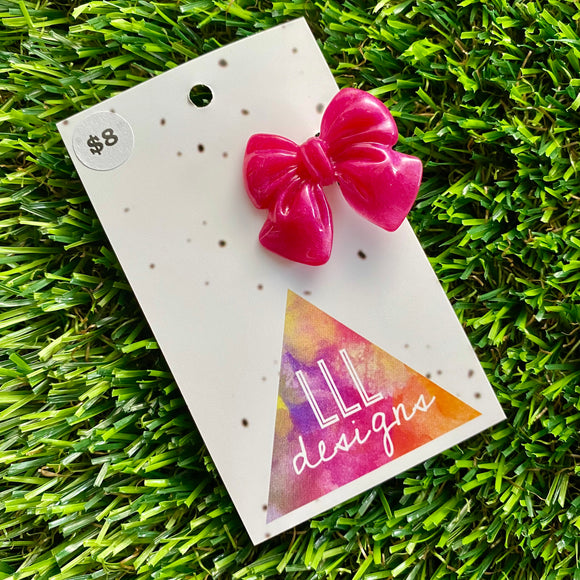 Handmade Resin Hair Clip - Regular Pink - Medium Chunky Bow Hair Clip!