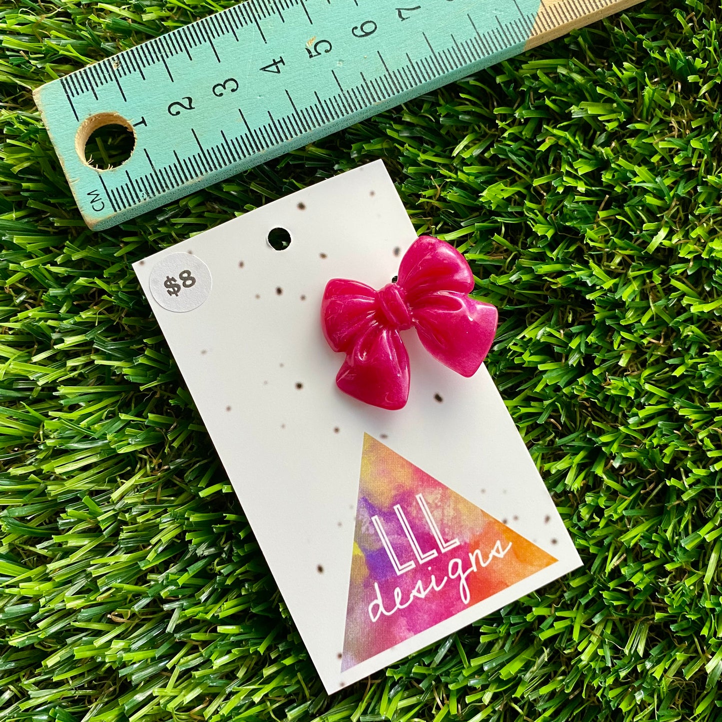 Handmade Resin Hair Clip - Regular Pink - Medium Chunky Bow Hair Clip!