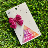 Handmade Resin Hair Clip - Glitter Deep Pink - Medium Chunky Bow Hair Clip!