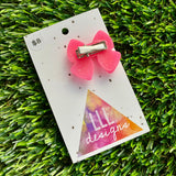 Handmade Resin Hair Clip - Neon Glitter Pink - Medium Chunky Bow Hair Clip!