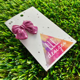 Handmade Resin Hair Clip - Glitter Pink - Medium Chunky Bow Hair Clip!