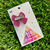 Handmade Resin Hair Clip - Glitter Pink - Medium Chunky Bow Hair Clip!