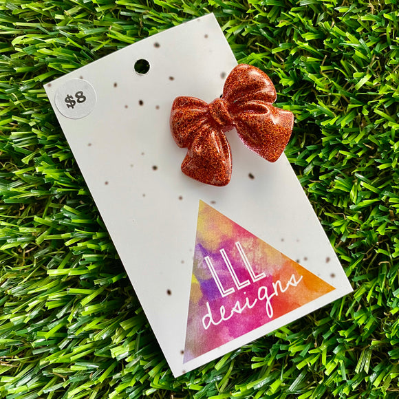 Handmade Resin Hair Clip - Glitter Red - Medium Chunky Bow Hair Clip!