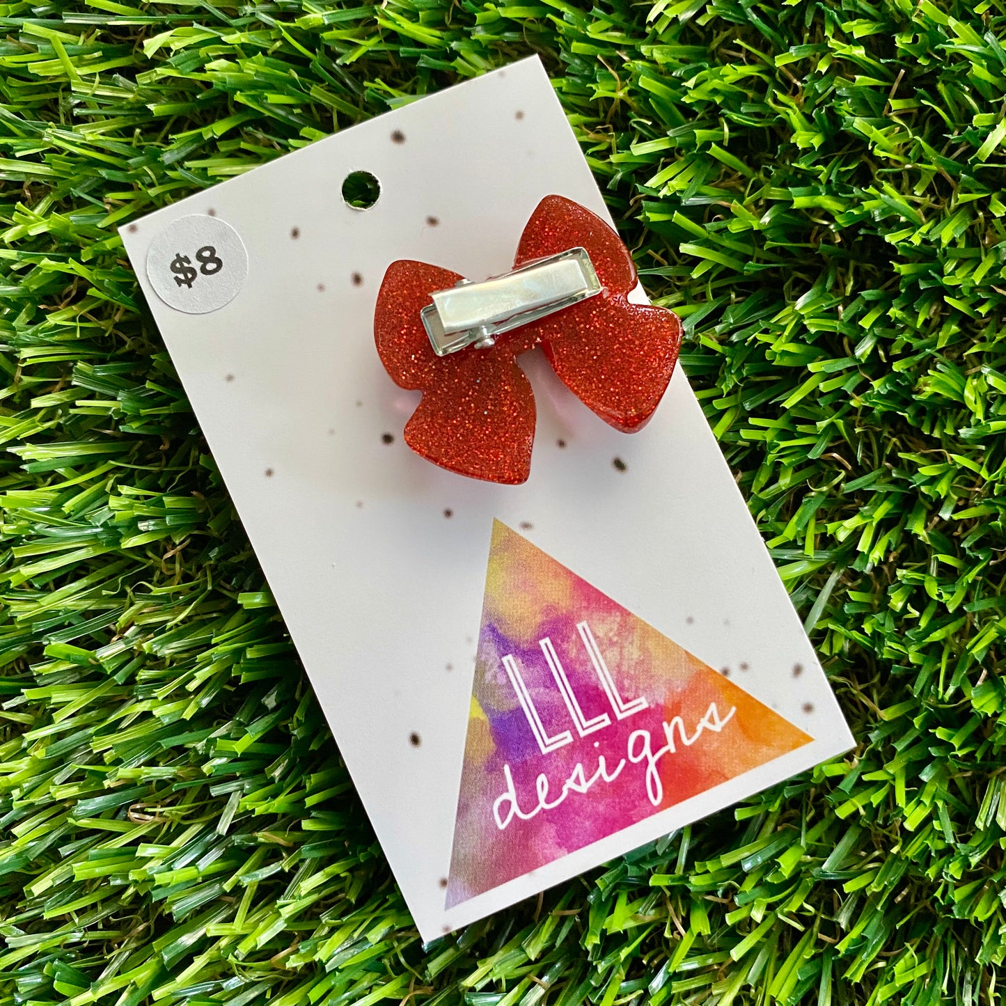 Handmade Resin Hair Clip - Glitter Red - Medium Chunky Bow Hair Clip!