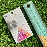 Handmade Resin Hair Clip - Glitter Silver - Small Chunky Bow Hair Clip!