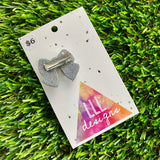 Handmade Resin Hair Clip - Glitter Silver - Small Chunky Bow Hair Clip!