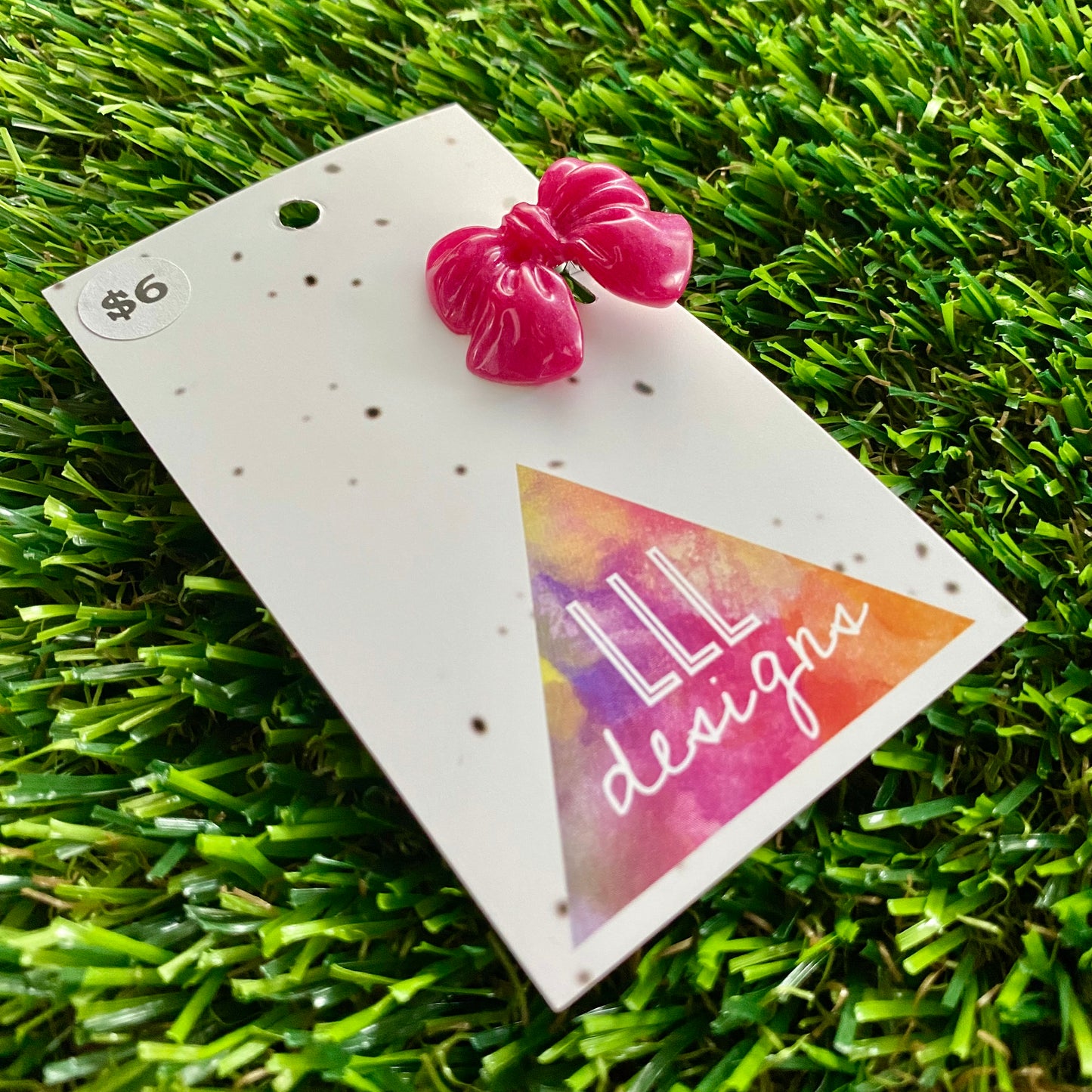 Handmade Resin Hair Clip - Regular Pink - Small Chunky Bow Hair Clip!