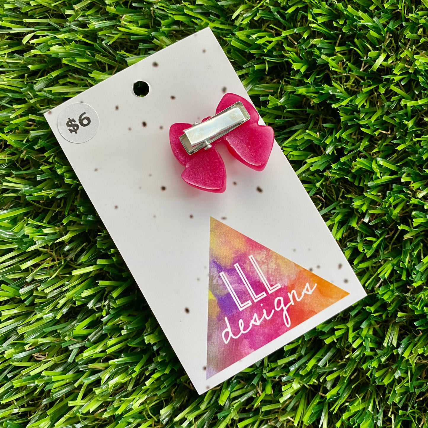 Handmade Resin Hair Clip - Regular Pink - Small Chunky Bow Hair Clip!