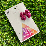 Handmade Resin Hair Clip - Glitter Deep Pink - Small Chunky Bow Hair Clip!