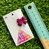 Handmade Resin Hair Clip - Glitter Deep Pink - Small Chunky Bow Hair Clip!