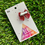 Handmade Resin Hair Clip - Glitter Deep Pink - Small Chunky Bow Hair Clip!