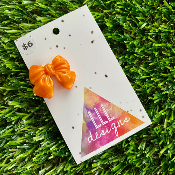 Handmade Resin Hair Clip - Orange - Small Chunky Bow Hair Clip!