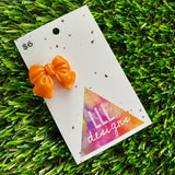 Handmade Resin Hair Clip - Orange - Small Chunky Bow Hair Clip!