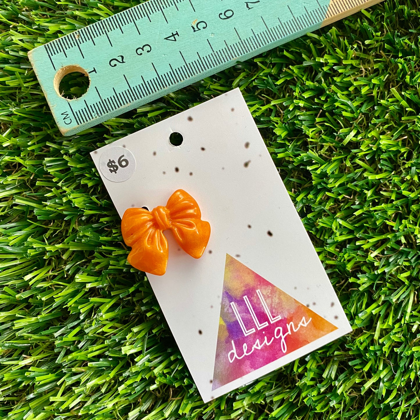 Handmade Resin Hair Clip - Orange - Small Chunky Bow Hair Clip!
