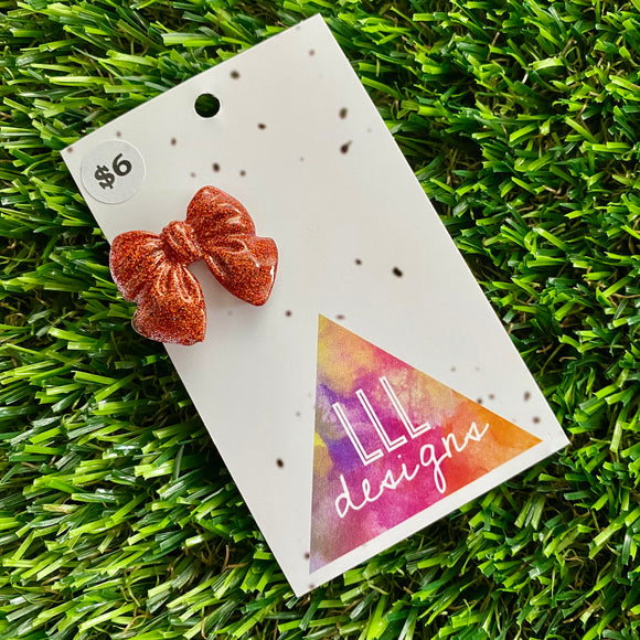 Handmade Resin Hair Clip - Glitter Red - Small Chunky Bow Hair Clip!