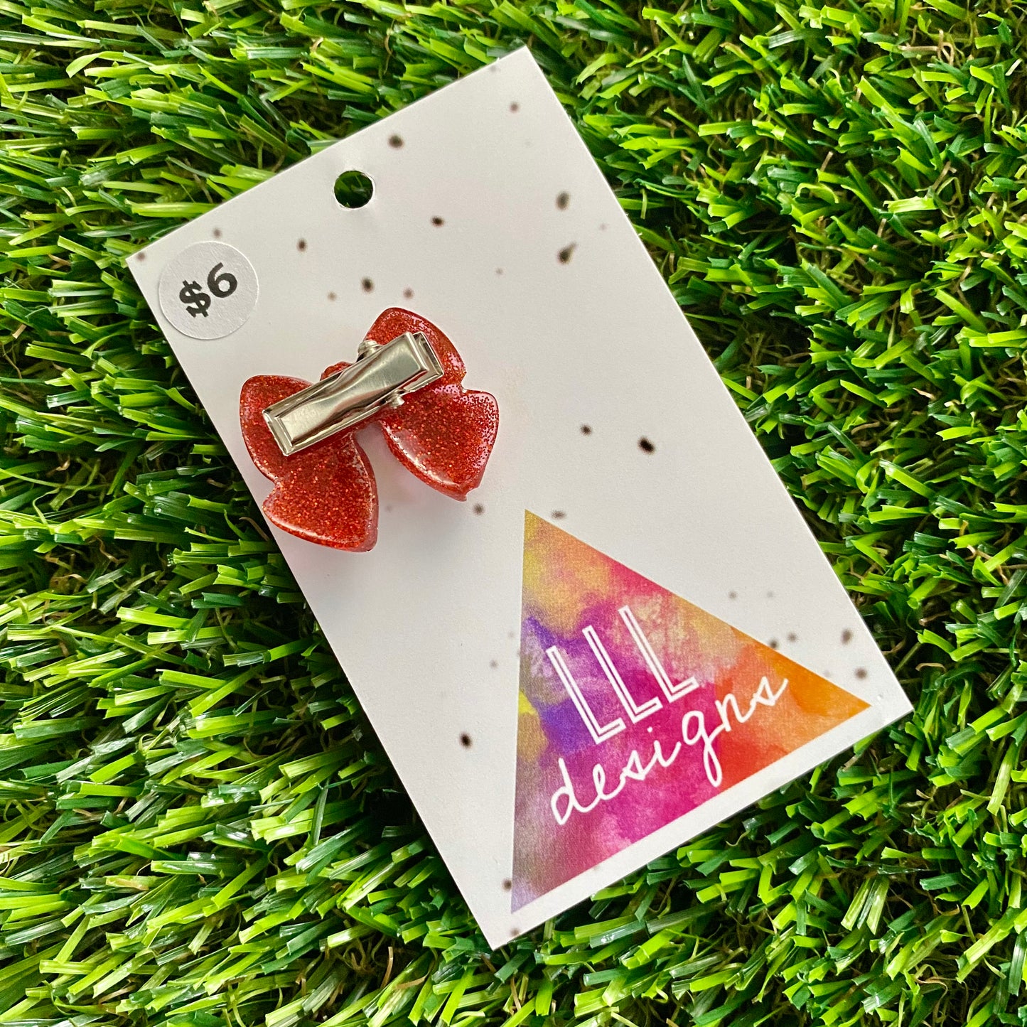 Handmade Resin Hair Clip - Glitter Red - Small Chunky Bow Hair Clip!
