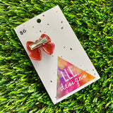 Handmade Resin Hair Clip - Glitter Red - Small Chunky Bow Hair Clip!