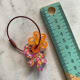 Resin Keyring / Bagtag - Brown cable featuring Yellow & Orange Daisy and Rainbow Confetti OK! (11)
