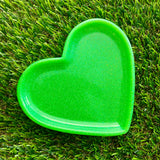 Resin Heart Tray - Glitter Neon Green! Brighten Up Your Life with this Bold and Fun Piece!