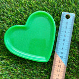 Resin Heart Tray - Glitter Neon Green! Brighten Up Your Life with this Bold and Fun Piece!