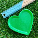 Resin Heart Tray - Glitter Neon Green! Brighten Up Your Life with this Bold and Fun Piece!