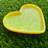 Resin Heart Tray - Chunky Yellow Glitter! Brighten Up Your Life with this Bold and Fun Piece!