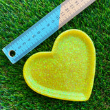 Resin Heart Tray - Chunky Yellow Glitter! Brighten Up Your Life with this Bold and Fun Piece!