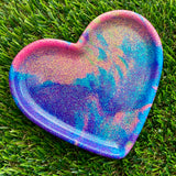 Resin Heart Tray - Neon Rainbow Swirl! Brighten Up Your Life with this Bold and Fun Piece!