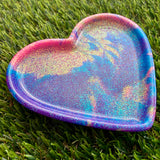 Resin Heart Tray - Neon Rainbow Swirl! Brighten Up Your Life with this Bold and Fun Piece!