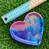 Resin Heart Tray - Neon Rainbow Swirl! Brighten Up Your Life with this Bold and Fun Piece!