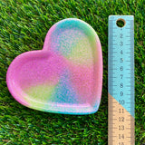 Resin Heart Tray - Pastel Rainbow Glitter Mix! Brighten Up Your Life with this Bold and Fun Piece!