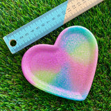 Resin Heart Tray - Pastel Rainbow Glitter Mix! Brighten Up Your Life with this Bold and Fun Piece!