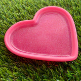 Resin Heart Tray - Two Tone Barbie Pink featuring a Glitter Pink Base and Bright Pink Border! Brighten Up Your Life with this Bold and Fun Piece!