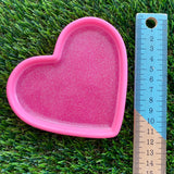 Resin Heart Tray - Two Tone Barbie Pink featuring a Glitter Pink Base and Bright Pink Border! Brighten Up Your Life with this Bold and Fun Piece!