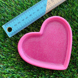 Resin Heart Tray - Two Tone Barbie Pink featuring a Glitter Pink Base and Bright Pink Border! Brighten Up Your Life with this Bold and Fun Piece!