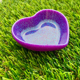Resin Heart Dish - Glitter Violet! Brighten Up Your Life with this Bold and Fun Piece!
